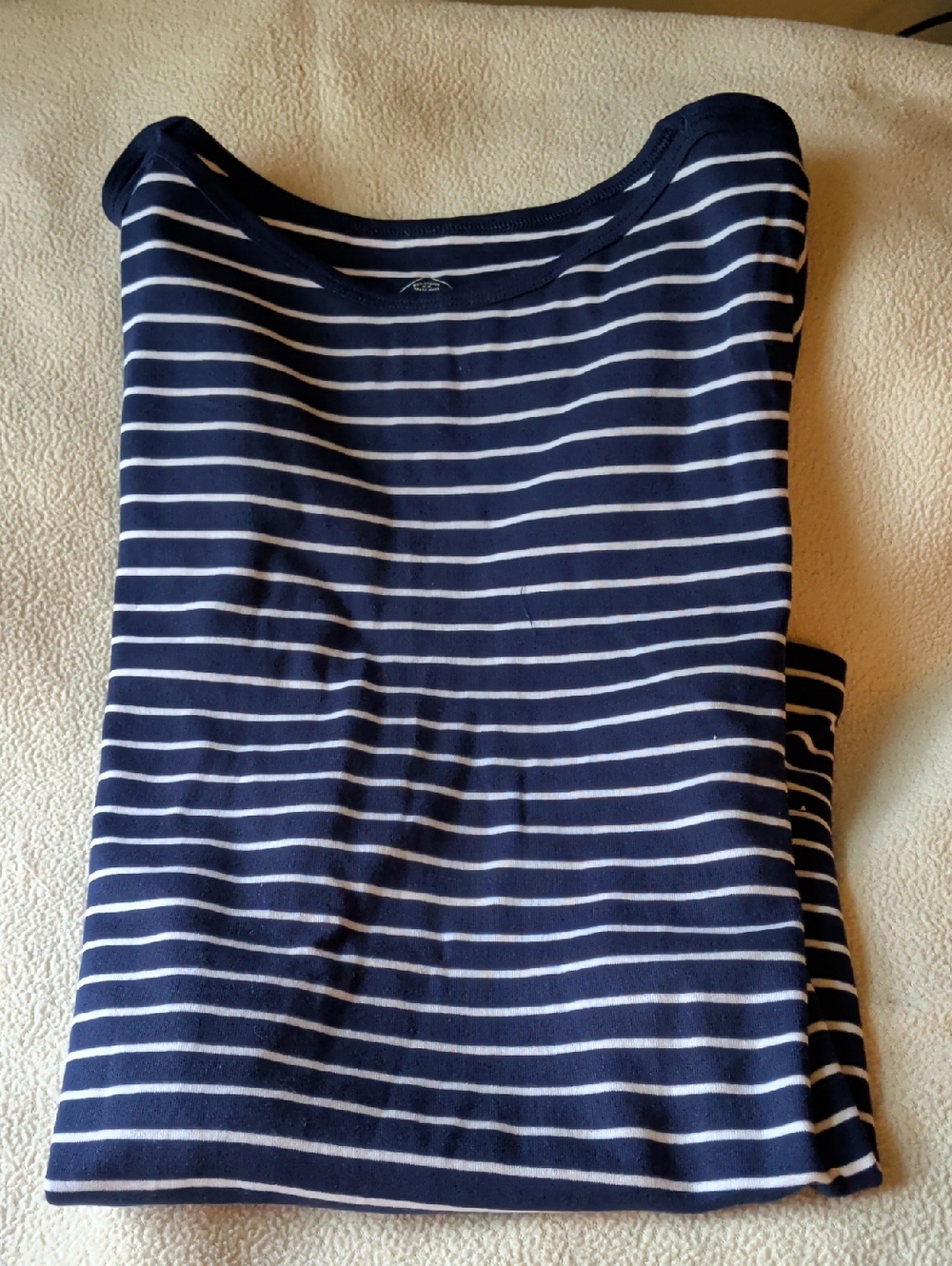 St. John's Bay Navy and White Striped Boatneck Tee
